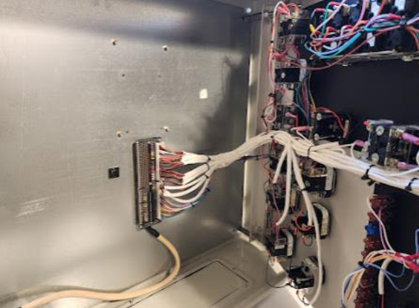 Wiring inside the metal enclosure